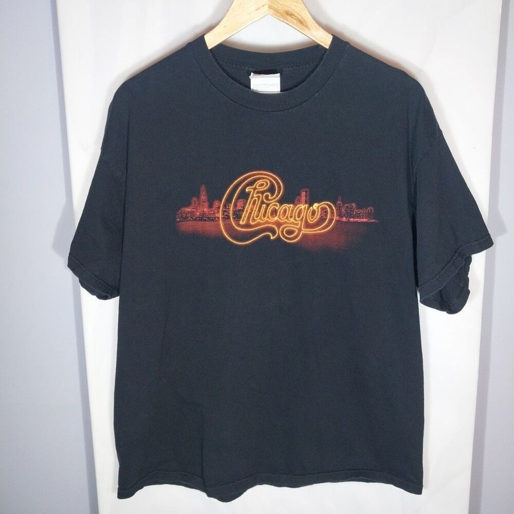 Vintage Chicago Tour 2003 T Shirt XL Black Band Concert Tee Double Sided USA